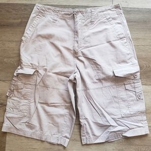 Beverly Hills Polo Club Mens 32W Khaki Cargo Utility Hiking Deep Pocket Shorts